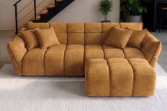XXL Sofa CLOUD 260cm senfgelb Vogue Samtstoff Bigsofa Federkern inkl. Kissen