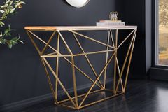 Abstrakter Konsolentisch DIAMOND 120cm natur messing Mangoholz Metallgestell