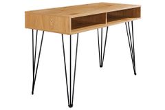 Industrial Schreibtisch STUDIO 110cm natur Eiche Laptoptisch Hairpin Legs Stauraum