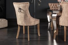 Eleganter Stuhl CASTLE cappuccino Samt Landhausstil mit Komfortgriff