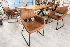 Design Stuhl MUSTANG antik braun Microfaser mit Armlehne