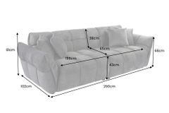 XXL Sofa CLOUD 260cm grau Vogue Samtstoff Bigsofa Federkern inkl. Kissen