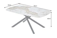 Design Couchtisch OSAKA 110cm weiß schwarz Pandora Keramik mit Sterngestell