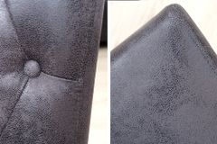 Edler Stuhl CASA vintage grau mit Zierknöpfen Massivholzbeine