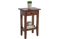 Massiver Beistelltisch HEMINGWAY 55cm coffee Mahagoniholz Shabby Chic Telefontisch