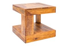 Massiver Edelholz Couchtisch GIANT 45cm braun Sheesham stone finish mit Ablage