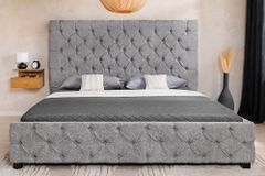 Design Boxbett PARIS 180x200 cm grau Bouclé Chesterfield