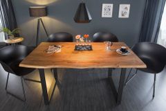 Massivholz Esstisch MAMMUT 160cm Wild-Akazie Industrial Design 2,6cm Tischplatte Baumkante