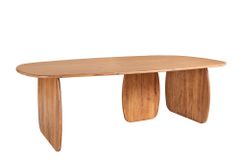 Design Esstisch SCULPTURA 240cm braun Akazie Massivholz mit skulpturalem Wangenfuß