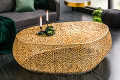 Filigraner Design Couchtisch ABSTRACT LEAF 130cm gold Handarbeit