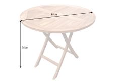 Massiver Gartentisch EMPIRE TEAK 90cm Teakholz rund klappbar Balkontisch Outdoor