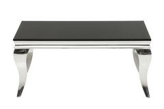 Eleganter Couchtisch MODERN BAROCK 100cm silber mit schwarzem Opalglas