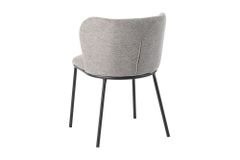 Design Stuhl LYON grau beige Chenille schwarze Metallbeine