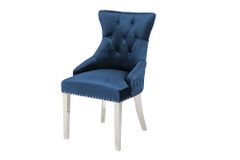 Barock Stuhl CASTLE DELUXE royalblau Samt Löwenkopf Chesterfield Design Esszimmerstuhl Nieten