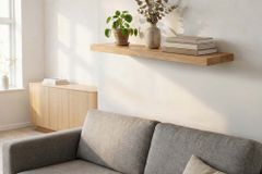 Massives Wandregal PURE 80cm Mango natur cream finish Mangoholz Steckregal