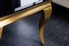 Eleganter Couchtisch MODERN BAROCK 100cm schwarz Opalglas goldene Beine