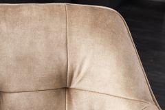 Design Stuhl LOFT champagner Samt drehbar Metallgestell schwarz mit Armlehne