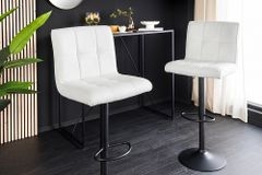 Höhenverstellbarer Barhocker MODENA weiß Kunstleder schwarz mit Lehne drehbar