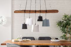 Design Hängelampe LEVELS 115cm Treibholz schwarz grau mit 5 Leuchten