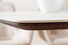 Design Esstisch UNIQUE 200cm weiß Walnuss Keramik Marmor Säulenfuß