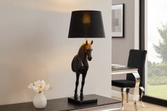 Extravagante Tischlampe BLACK BEAUTY 75cm schwarz gold Pferde-Skulptur