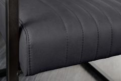 Moderner Freischwinger Stuhl BIG ASTON Echtleder schwarz Taschenfederkern Metall