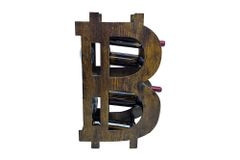 Stilvolles Weinregal BITCOIN 70cm natur Holzregal für 10 Flaschen und 4 Gläser