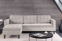 Modernes Ecksofa STOCKHOLM 220cm hellgrau Cordstoff Federkern 3-Sitzer-Sofa