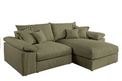 Design Ecksofa ATMOSPHERE XL 245cm grün Cord Federkern inkl. Kissen