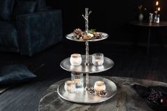 Design Etagere ABSTRACT 50cm silber mit drei Etagen