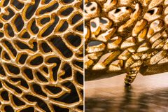 Filigraner Design Couchtisch ABSTRACT LEAF 130cm gold Handarbeit
