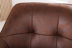 Design Stuhl LOFT antik braun Microfaser drehbar massiv Buchenholz mit Armlehne