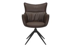 Drehbarer Design Stuhl VOGUE brandy braun Kunstleder schwarz Metall 360° mit Armlehne