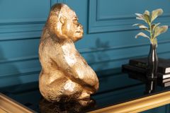 Dekorative Gorillafigur KONG 40cm gold handmade Metall Skulptur