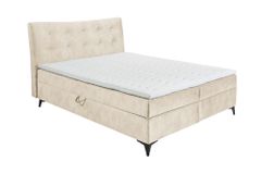 Design Boxbett DECADENCIA 180x200cm beige Samt mit Stauraum Matratze Topper