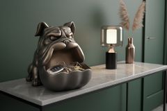 Deko-Figur BULLDOG 30cm bronze mit Ablagefach handmade