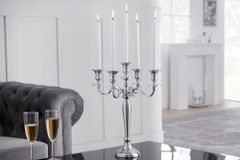 Kerzenständer MODERN BAROCK 40cm silber 5-armig Lüster Aluminium poliert Kerzenhalter