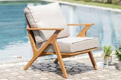 Wetterfester Gartenstuhl COMFORT LINE natur beige Akazienholz Loungesessel