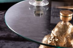 Runder Couchtisch WILDLIFE KONG 60cm gold Metall Glas Affenfigur Gorilla Skulptur handmade