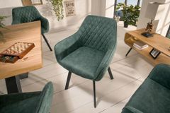 Design Stuhl PALERMO petrol Microfaser mit Armlehne und Ziersteppung
