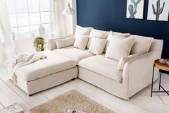 Großes 3-Sitzer Sofa HEAVEN 200cm natur beige Leinenstoff Federkern Hussensofa