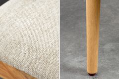 Design Stuhl KENNEDY creme beige massives Mangoholz mit Polstersitz Strukturstoff