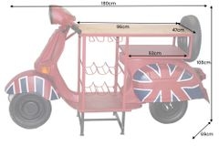 Design Bartisch SCOOTER 180cm rot Mangoholz Handarbeit Upcycling