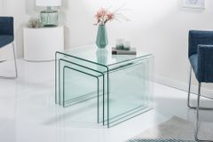 Design 3er Set Glas Couchtisch FANTOME 60cm Beistelltische transparent