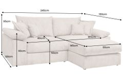 Design Ecksofa ATMOSPHERE XL 245cm champagner beige Cord Federkern inkl. Kissen