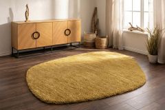 Design Teppich ORGANIC 180x120cm senfgelb Hochflor Indoor-Teppich organische Form