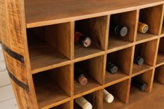 Vintage Weinregal BODEGA 90cm natur Mangoholz Barschrank Fass für 15 Flaschen
