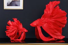 Design Deko Figur Kampffisch CROWNTAIL 35cm rot Betta Fisch Skulptur