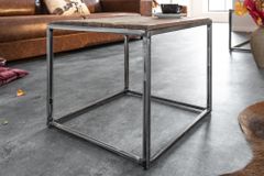 Industrial Beistelltisch BARRACUDA 40cm recyceltes Massivholz mit geflexten Beinen