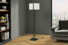 Minimalistische Stehlampe COLLEEN 160cm weiß schwarz Stoffschirm mit Metallfuß